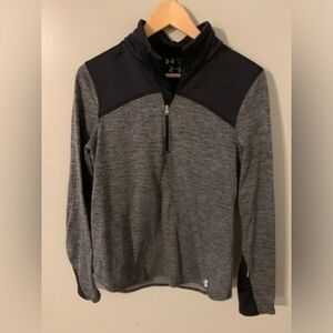 Under armour gray fleece half zip jacket medium black